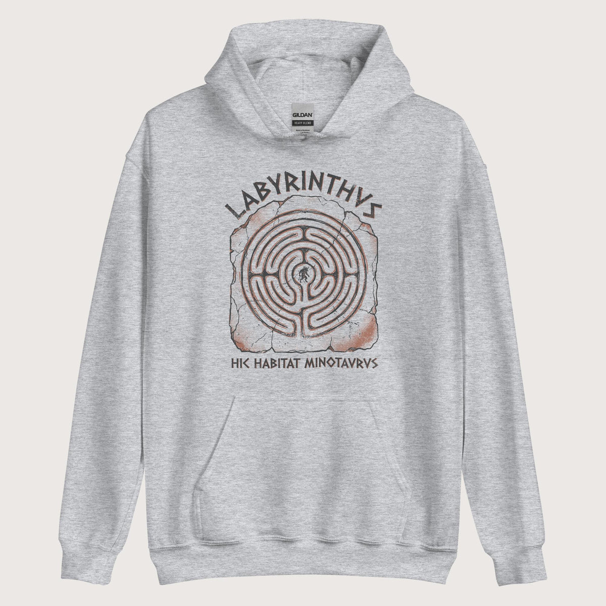 Sport Grey Labyrinthus Here Lives Minotaur Hoodie - history buff gift by HistoHead
