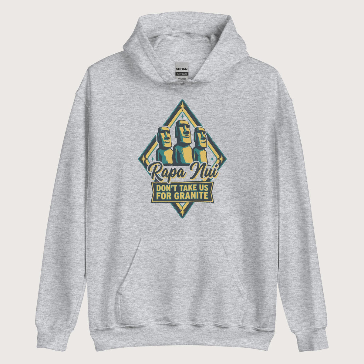Sport Grey Rapa Nui Moai Hoodie - history buff gift by HistoHead