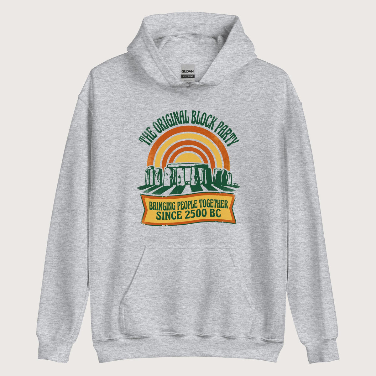 Sport Grey Stonehenge Block Party Hoodie - history buff gift by HistoHead