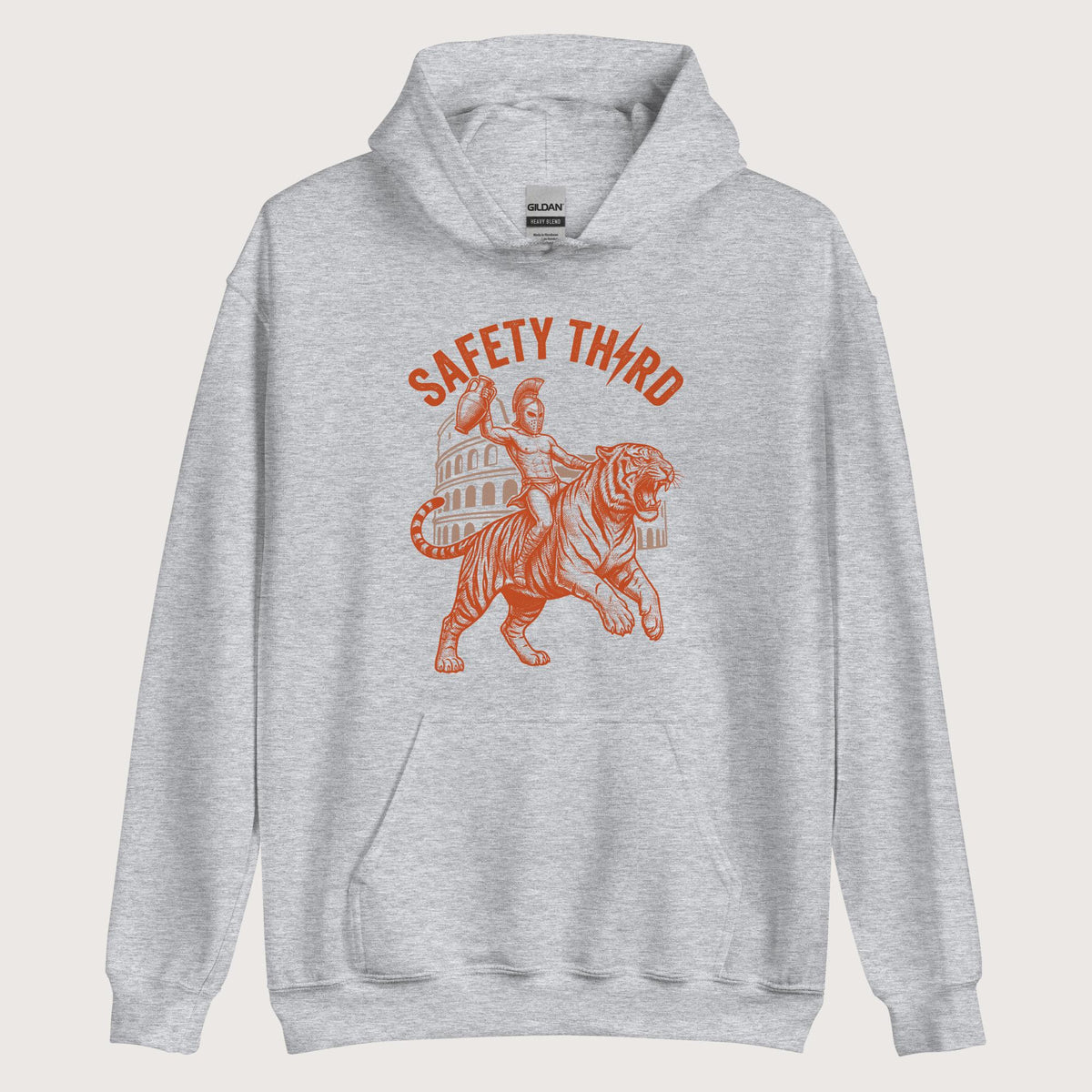 Sport Grey Gladiator Safety Third Hoodie - history buff gift by HistoHead