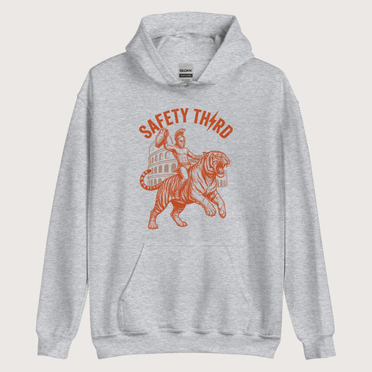 Sport Grey Gladiator Safety Third Hoodie - history buff gift by HistoHead