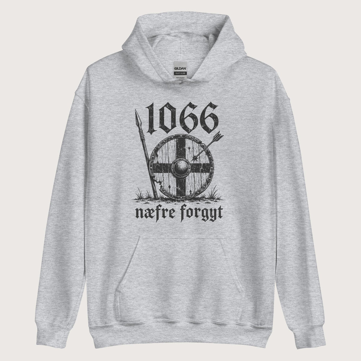 Sport Grey 1066 Never Forget in Old English Hoodie - history buff gift by HistoHead