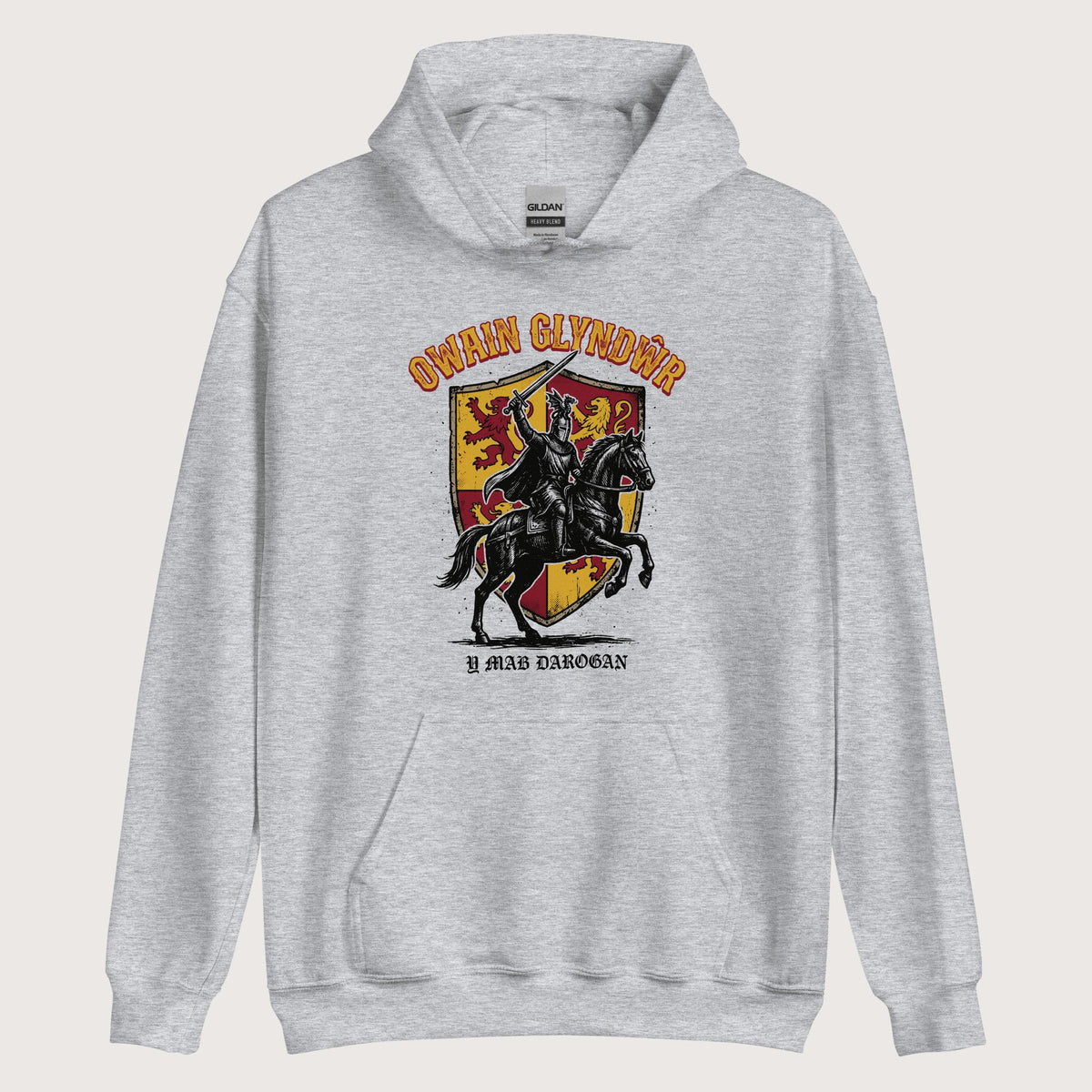 Sport Grey Owain Glyndwr Hoodie - history buff gift by HistoHead
