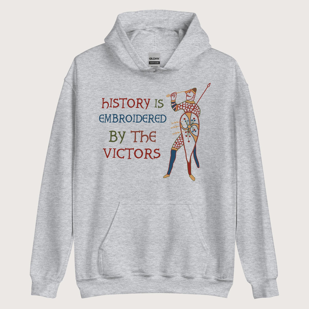 Sport Grey Harold Godwinson History Is Embroidered by the Victors Bayeux Tapestry Hoodie - history buff gift by HistoHead