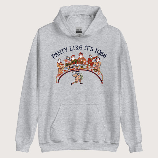 Sport Grey Bayeux Tapestry Party Like It's 1066 Hoodie - history buff gift by HistoHead