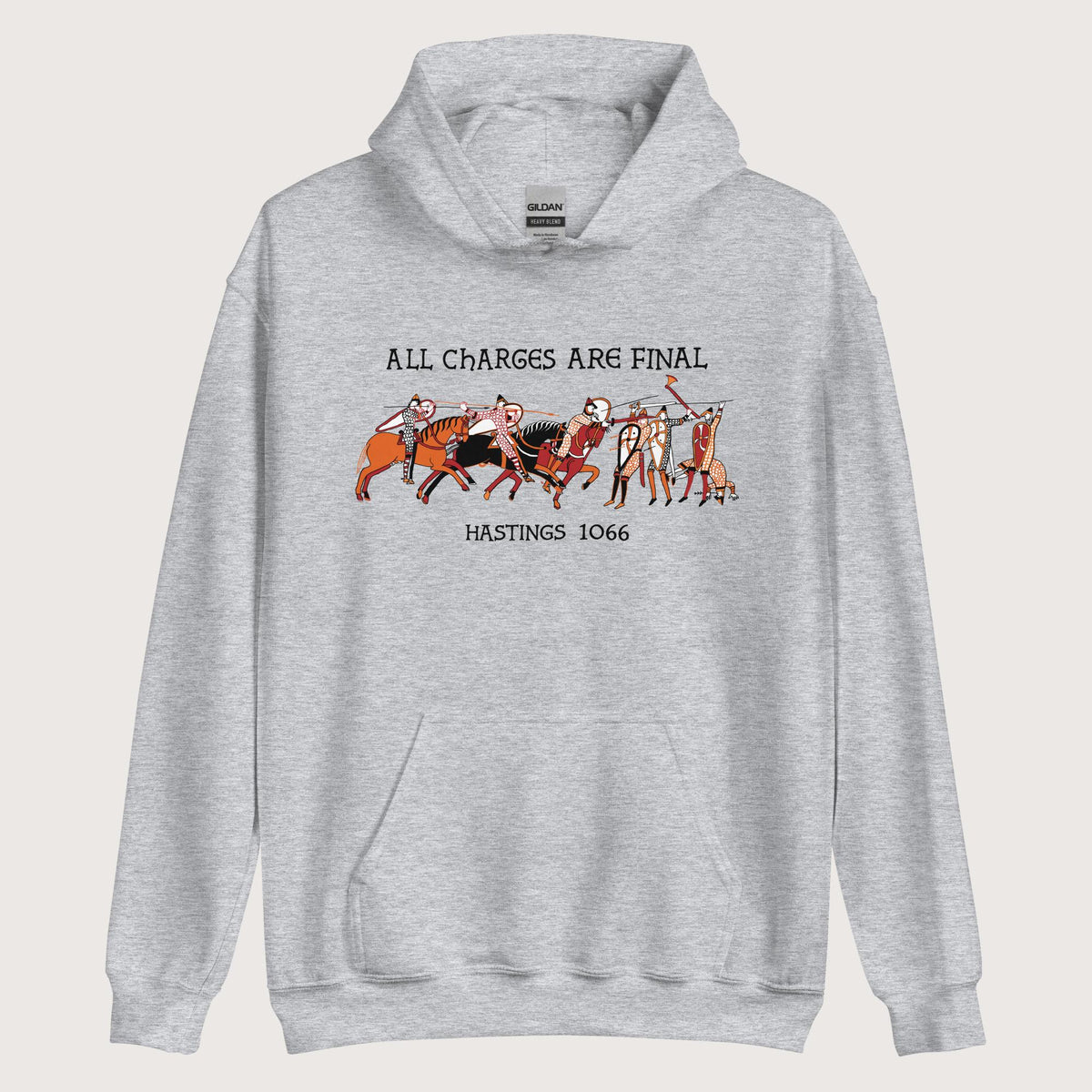 Sport Grey Bayeux Tapestry All Charges Are Final Hoodie - history buff gift by HistoHead