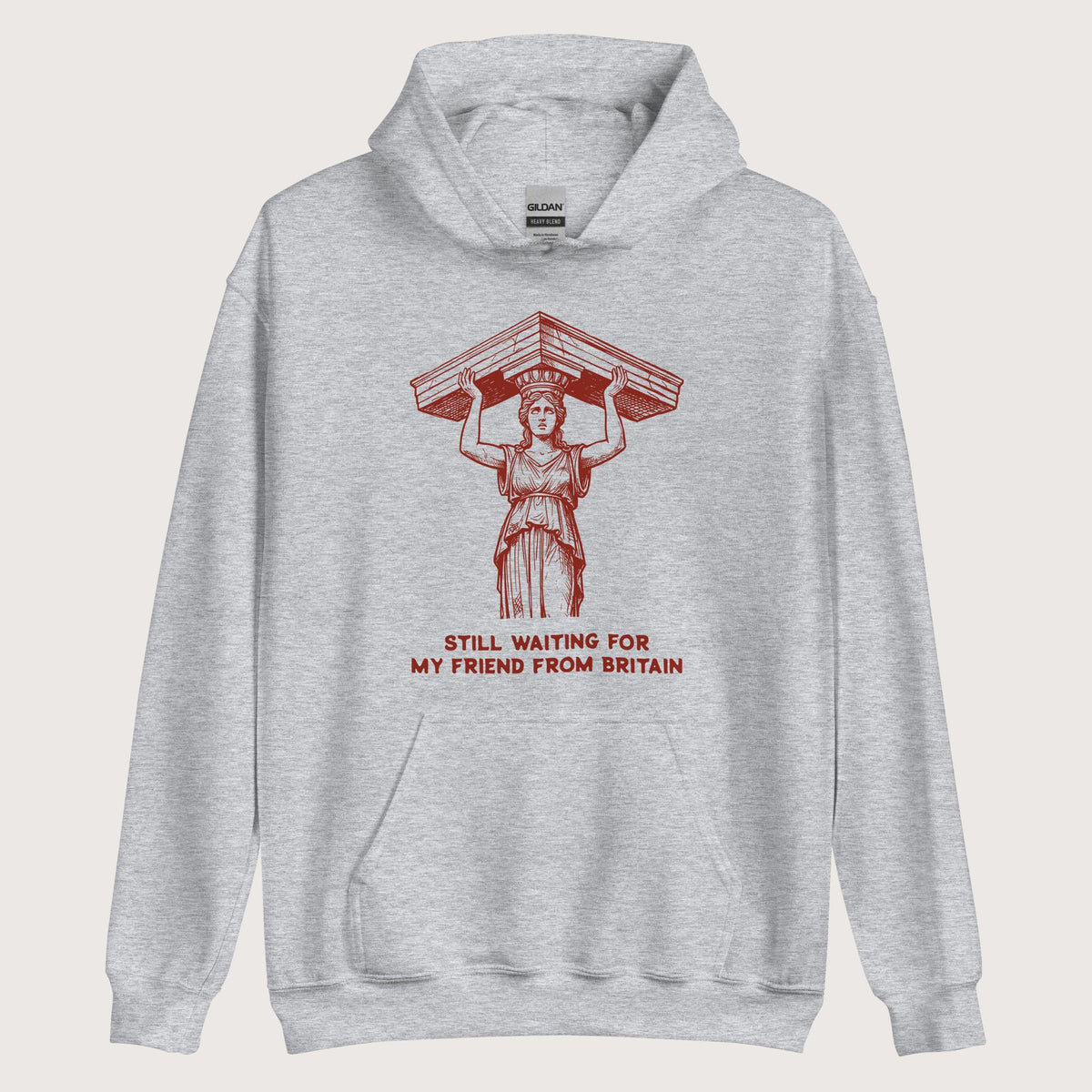 Sport Grey Caryatid Waiting for Her Friend Hoodie - history buff gift by HistoHead