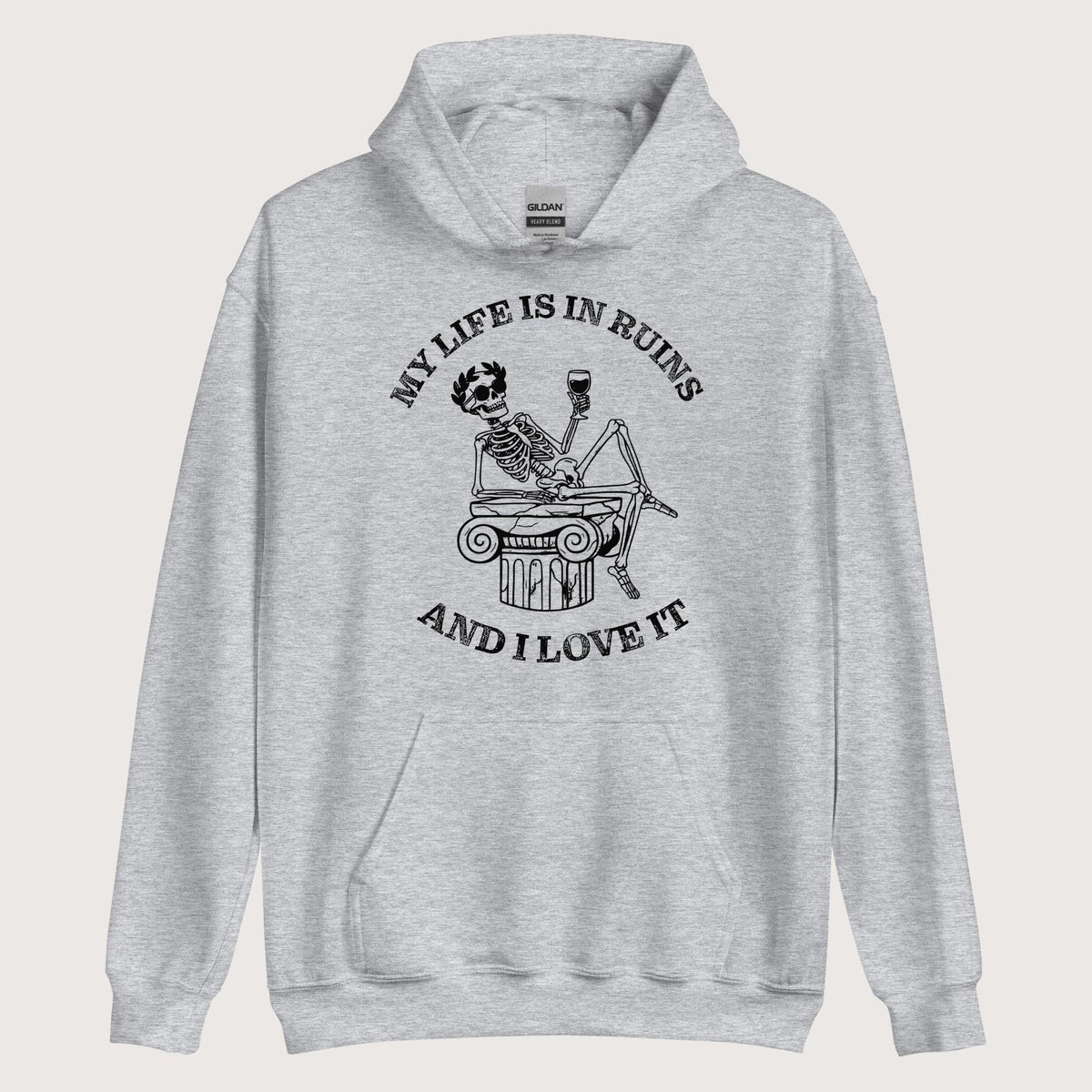 Sport Grey My Life is in Ruins Hoodie - history buff gift by HistoHead