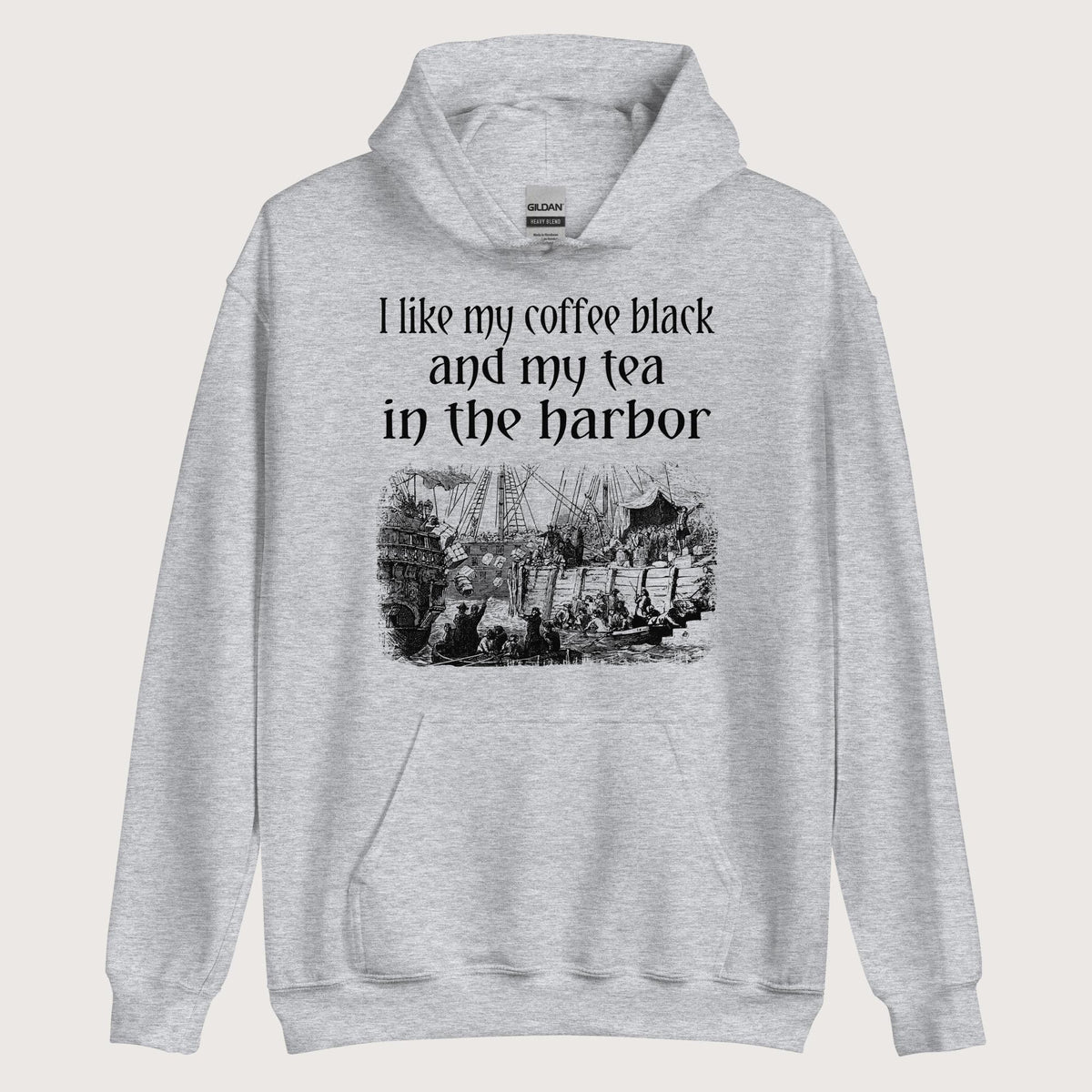 Sport Grey Coffee Black Tea in the Harbor Hoodie - history buff gift by HistoHead