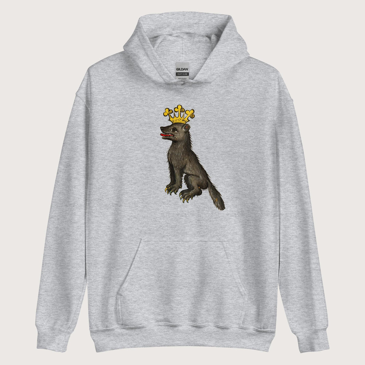 Sport Grey Medieval Wolf King Hoodie - history buff gift by HistoHead