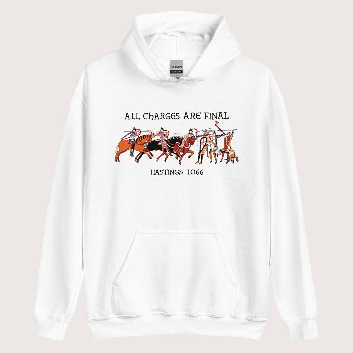 White Bayeux Tapestry All Charges Are Final Hoodie - history buff gift by HistoHead