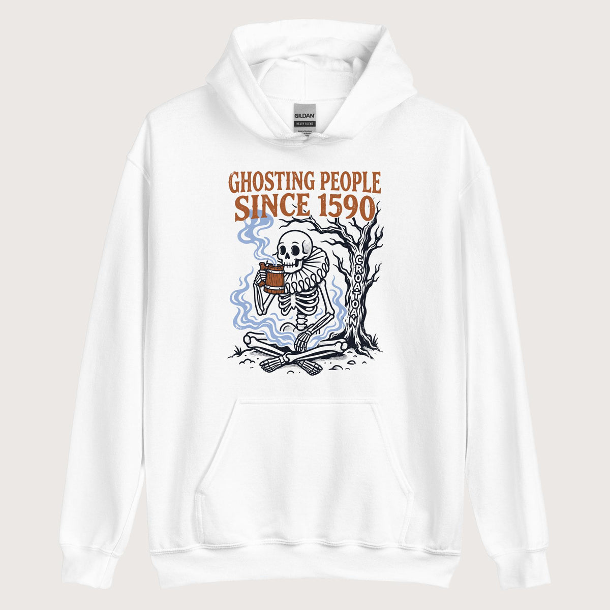 White Roanoke Colony Ghosting Since 1590 Hoodie - history buff gift by HistoHead