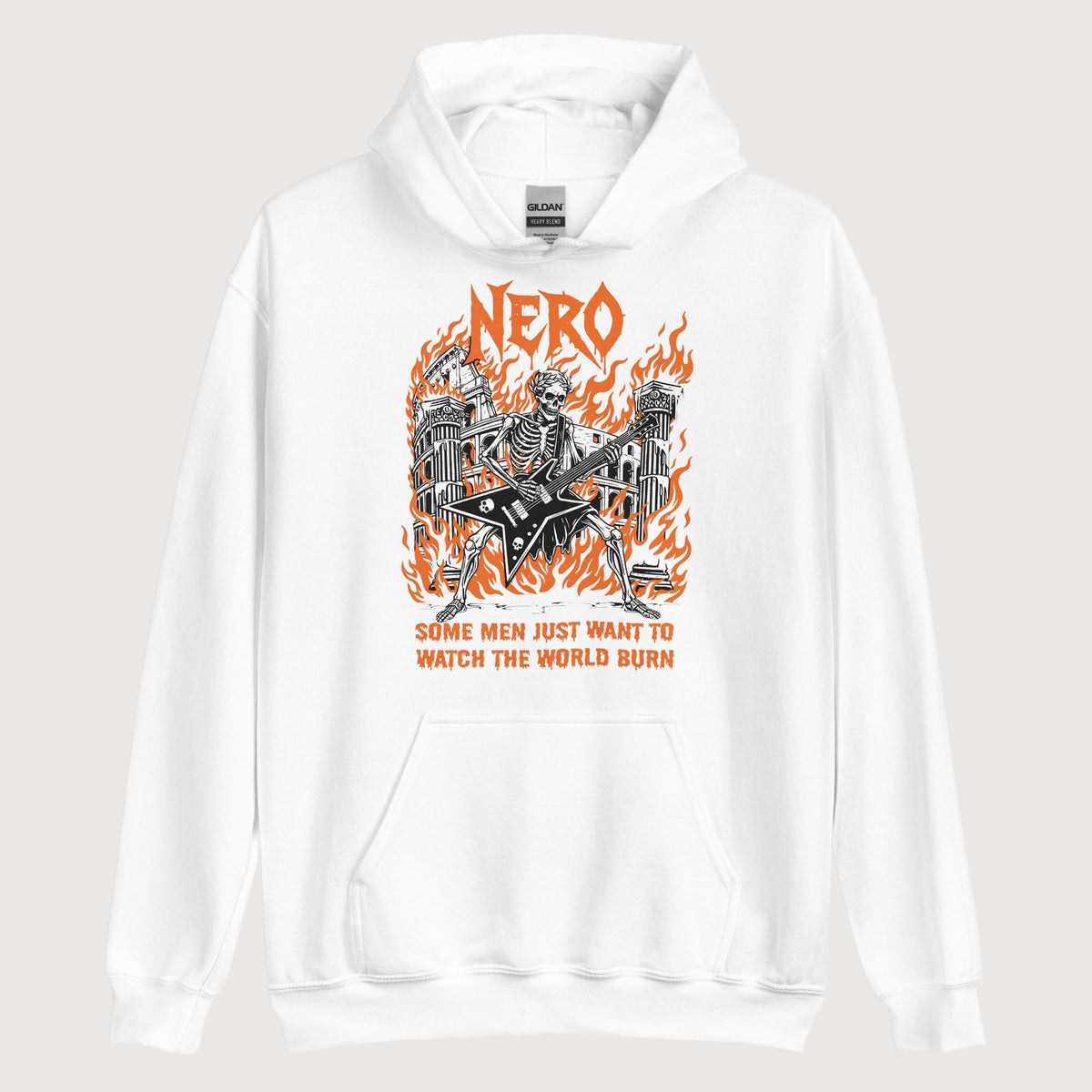 White Nero Watch the World Burn Hoodie - history buff gift by HistoHead