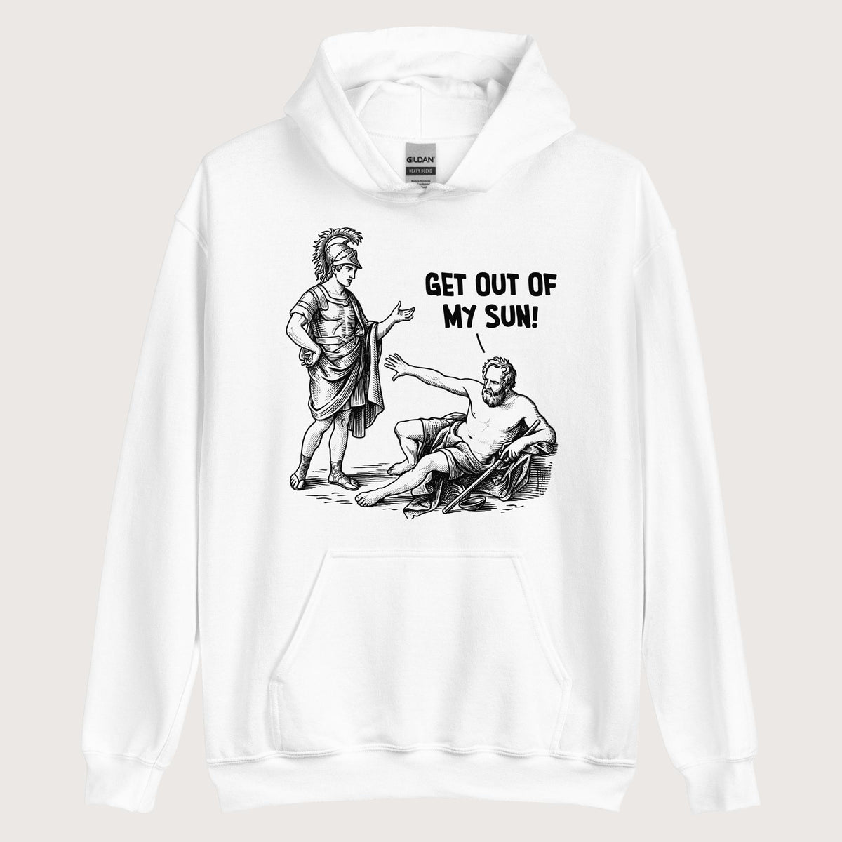 White Diogenes: Get Out of My Sun Hoodie - history buff gift by HistoHead