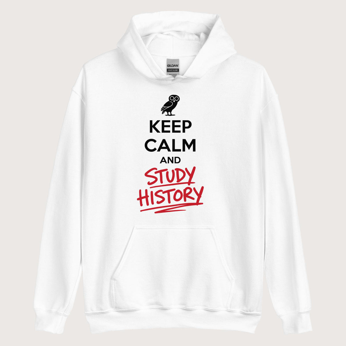 White Keep Calm and Study History Hoodie - history buff gift by HistoHead