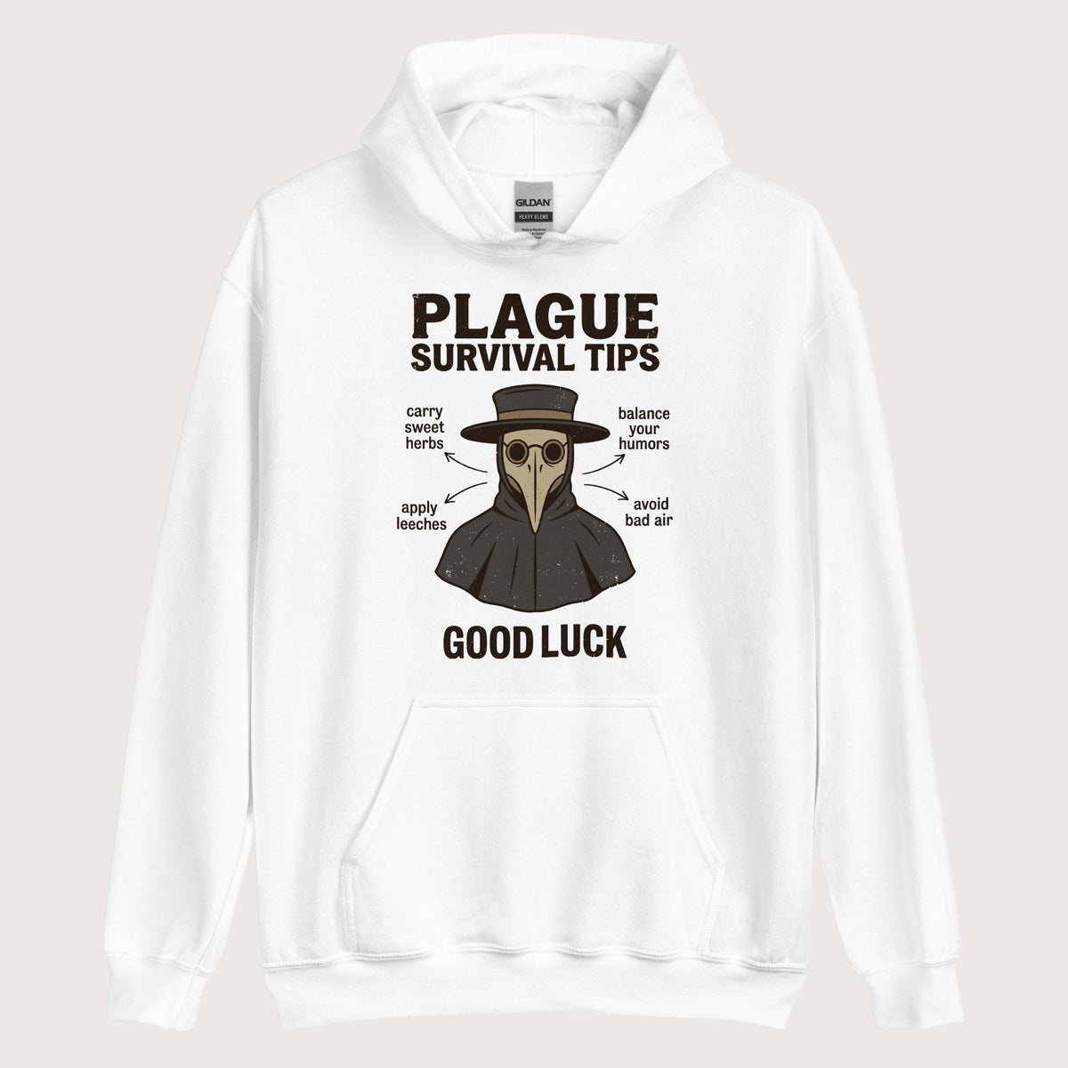 White Plague Survival Tips Hoodie - history buff gift by HistoHead