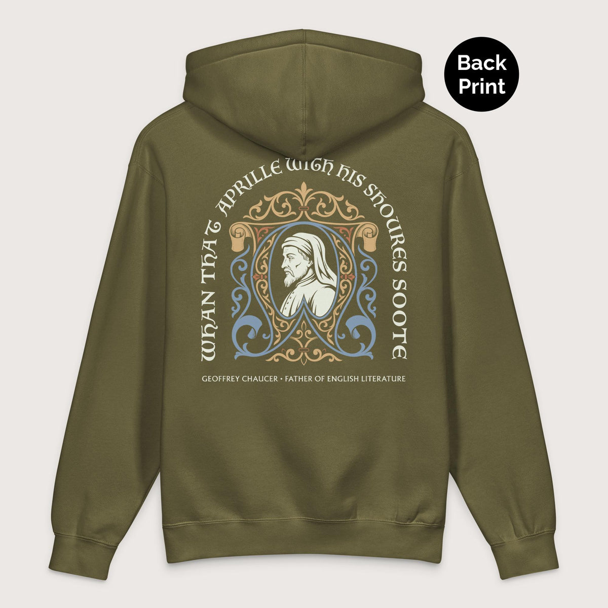 Army Geoffrey Chaucer - Premium Hoodie - Back Print - history buff gift by HistoHead