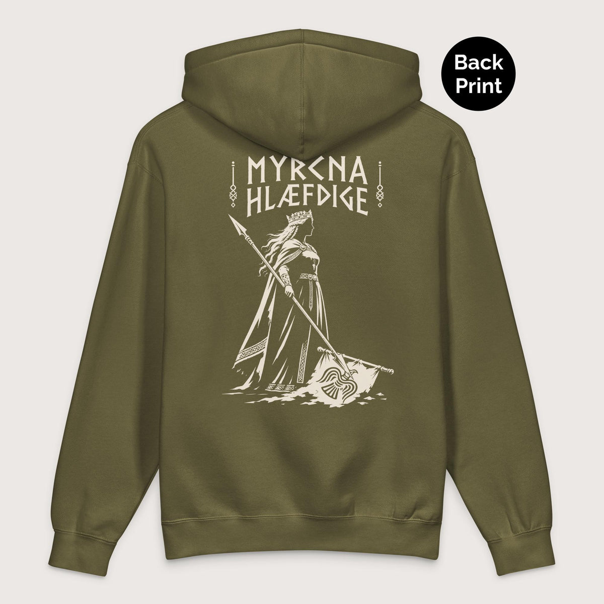 Army Æthelflæd Myrcna Hlæfdige - Premium Hoodie - Back Print - history buff gift by HistoHead