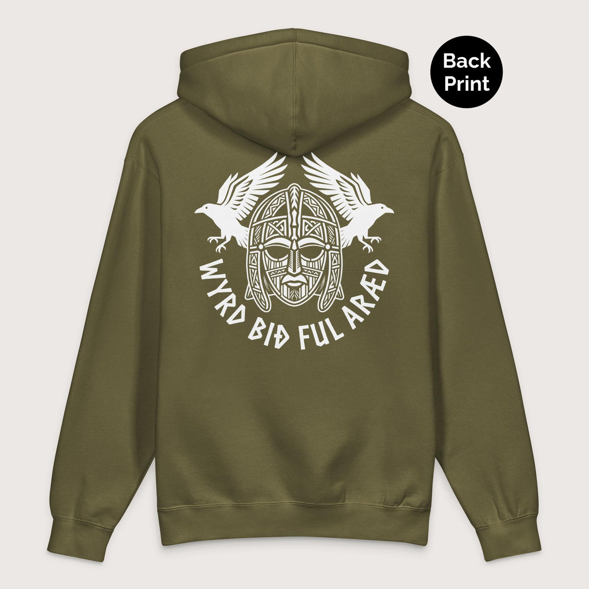 Army Wyrd Bið Ful Aræd Sutton Hoo Helmet Edition - Premium Hoodie - Back Print - history buff gift by HistoHead