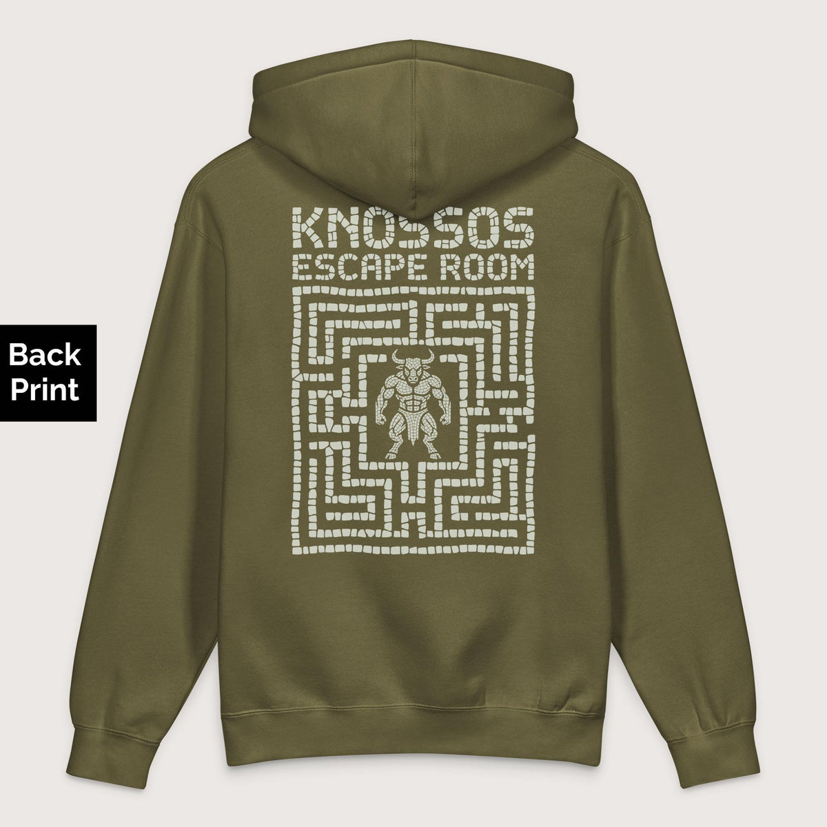 Army Knossos Escape Room - Premium Hoodie - Back Print - history buff gift by HistoHead