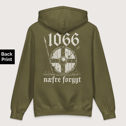 Army 1066 Never Forget in Old English - Premium Hoodie - Back Print - history buff gift by HistoHead