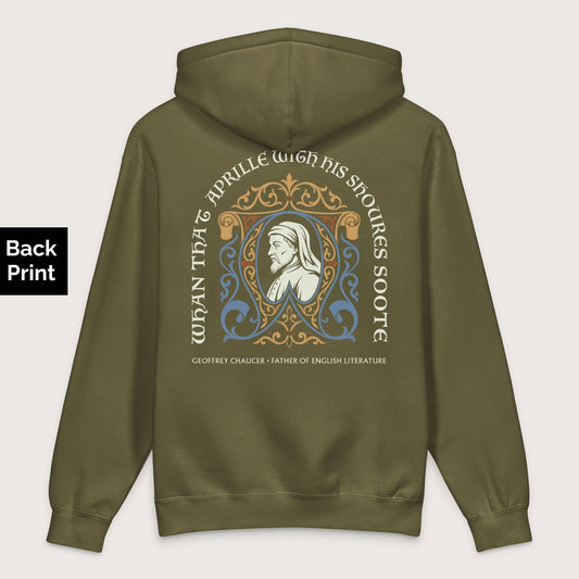Army Geoffrey Chaucer - Premium Hoodie - Back Print - history buff gift by HistoHead