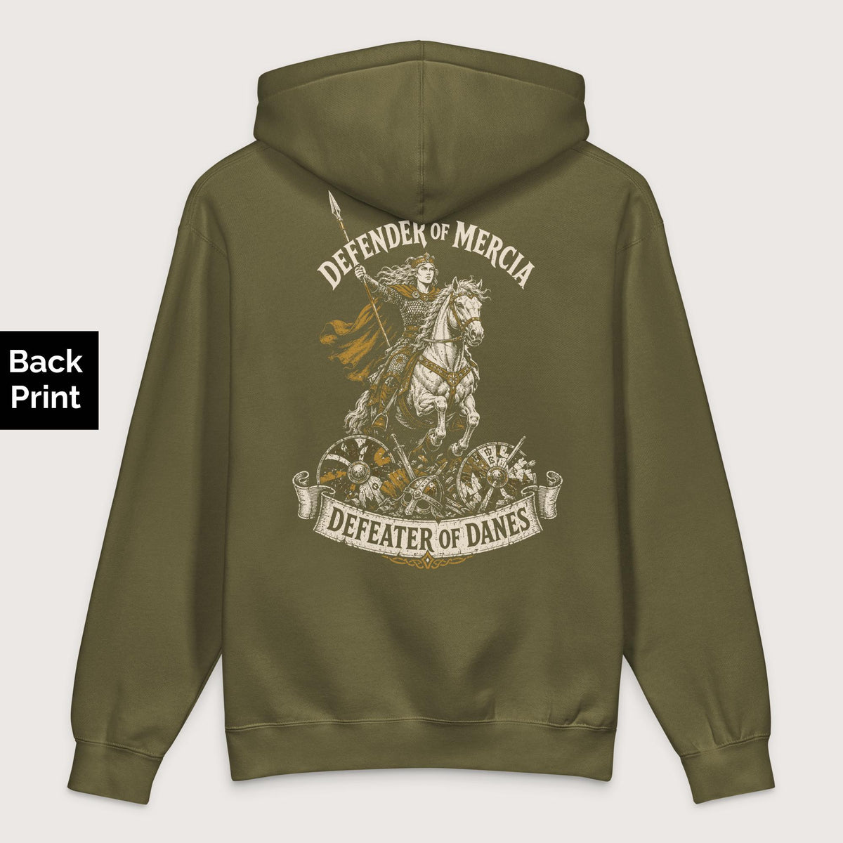 Army Æthelflæd Defender of Mercia - Premium Hoodie - Back Print - history buff gift by HistoHead