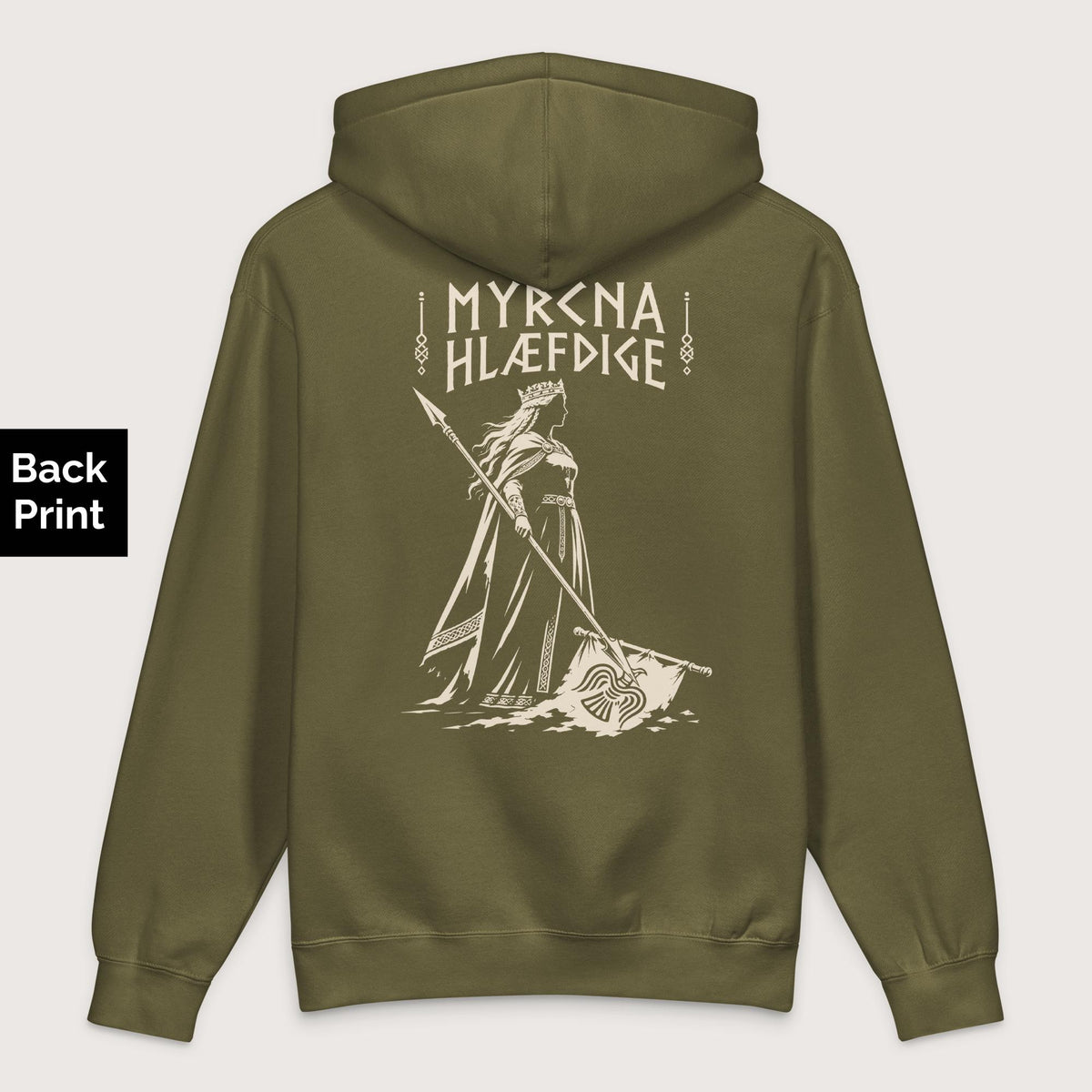 Army Æthelflæd Myrcna Hlæfdige - Premium Hoodie - Back Print - history buff gift by HistoHead