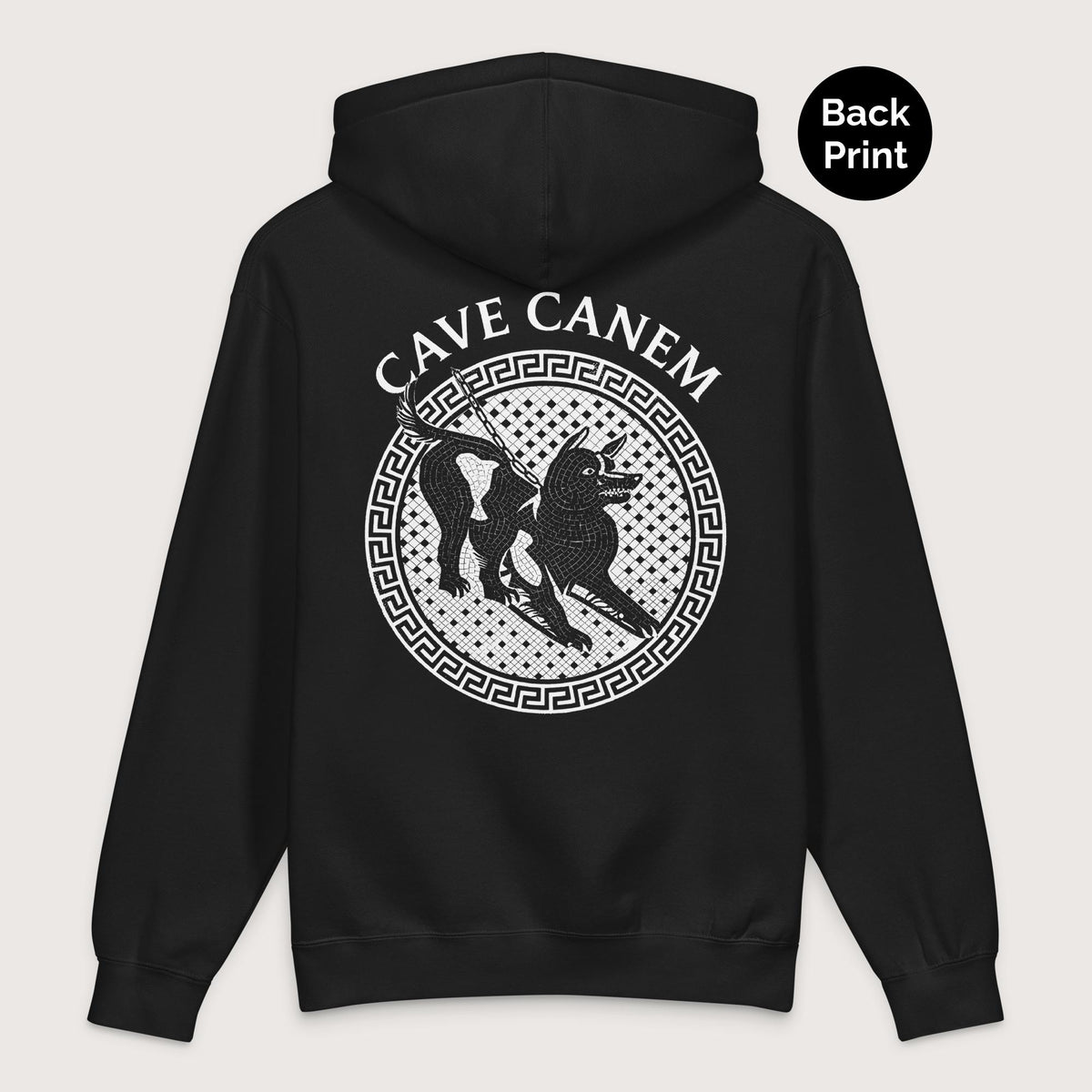 Black Cave Canem - Premium Hoodie - Back Print - history buff gift by HistoHead