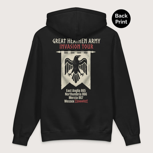 Black Great Heathen Army Invasion Tour - Premium Hoodie - Back Print - history buff gift by HistoHead