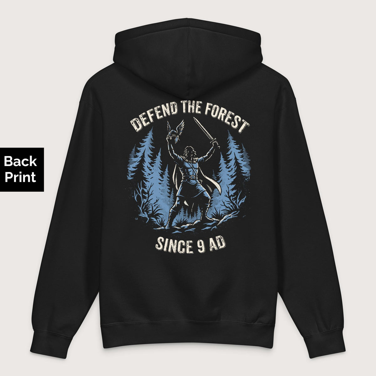 Black Defend the Forest - Premium Hoodie - Back Print - history buff gift by HistoHead