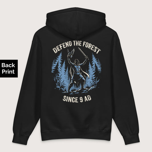 Black Defend the Forest - Premium Hoodie - Back Print - history buff gift by HistoHead