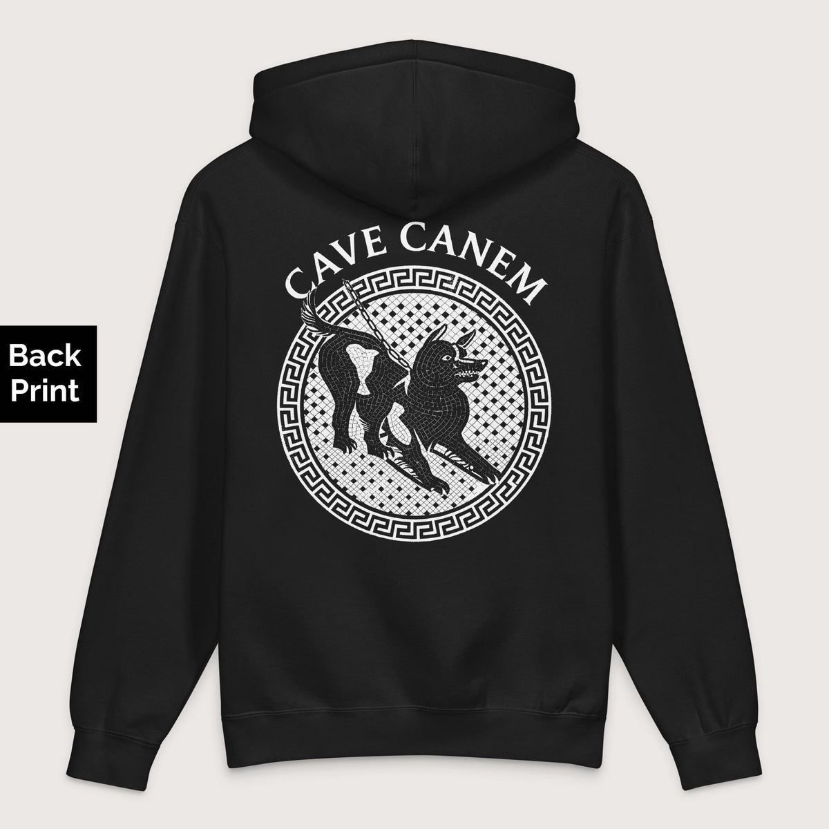 Black Cave Canem - Premium Hoodie - Back Print - history buff gift by HistoHead