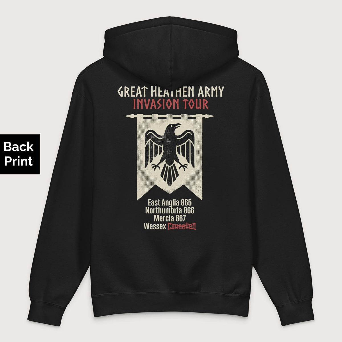 Black Great Heathen Army Invasion Tour - Premium Hoodie - Back Print - history buff gift by HistoHead
