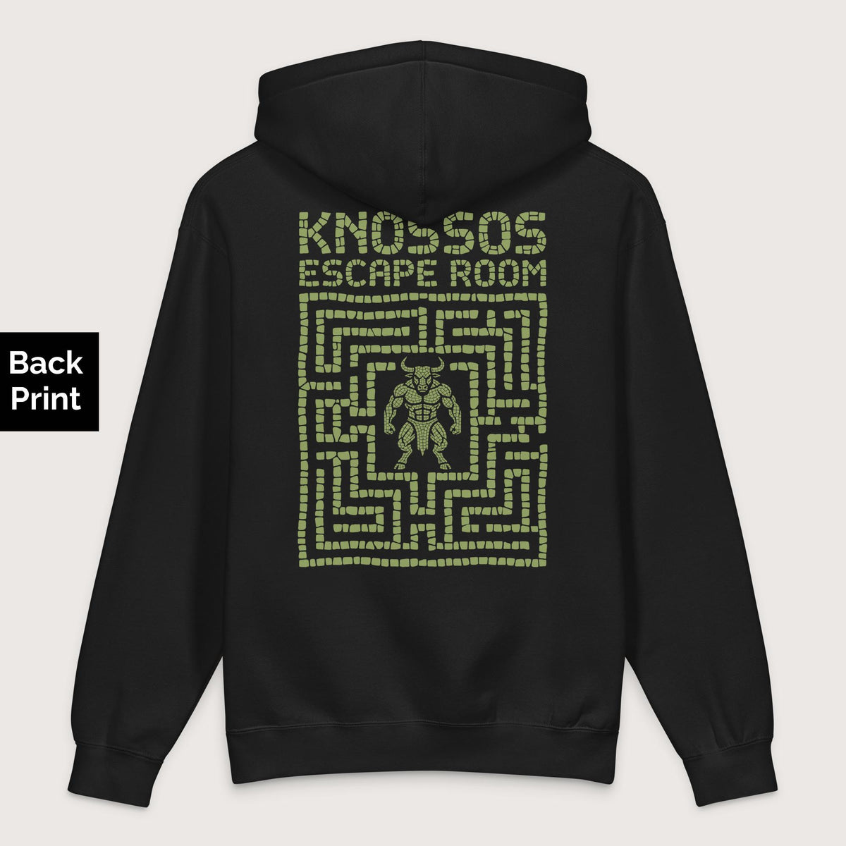 Black Knossos Escape Room - Premium Hoodie - Back Print - history buff gift by HistoHead