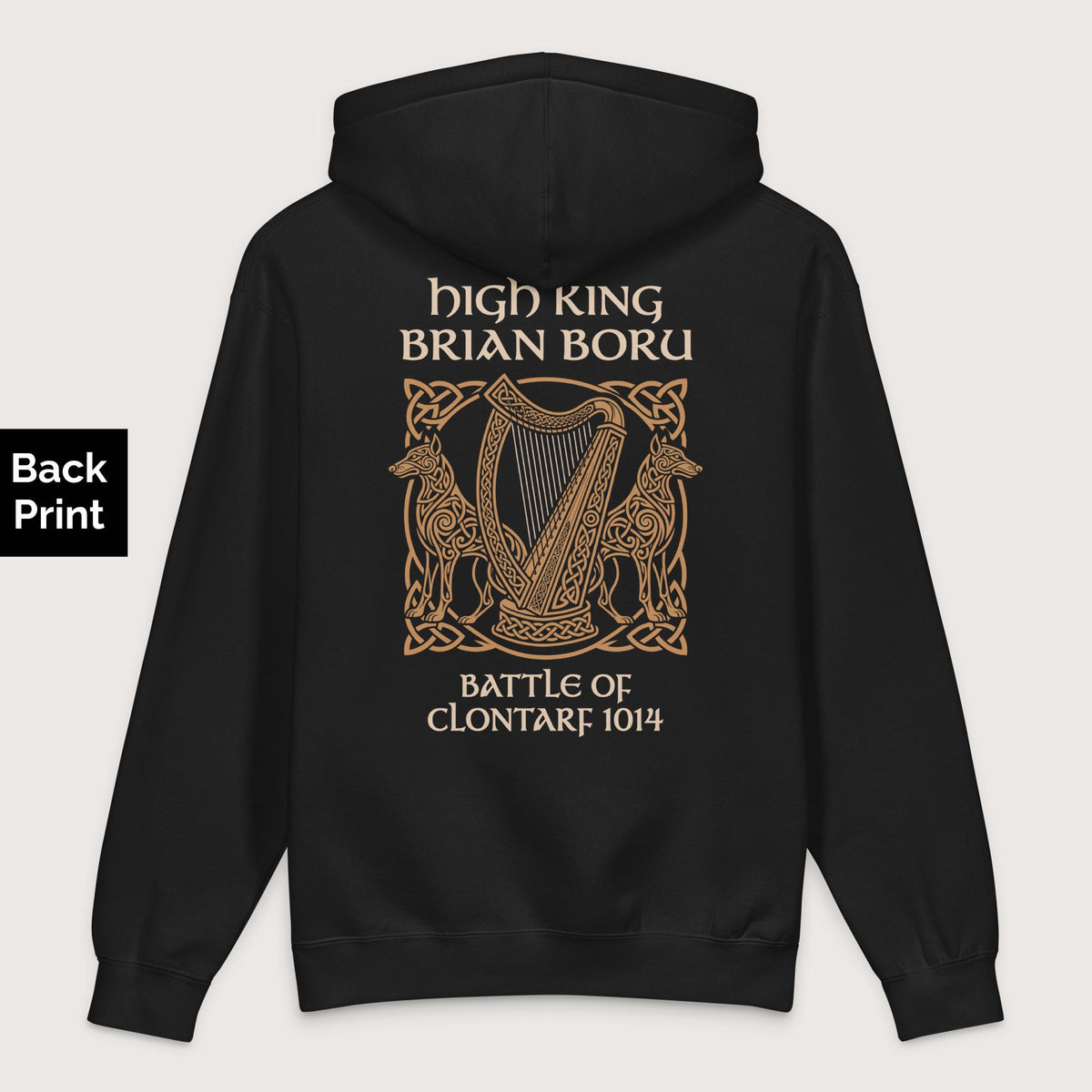 Black Brian Boru - Premium Hoodie - Back Print - history buff gift by HistoHead