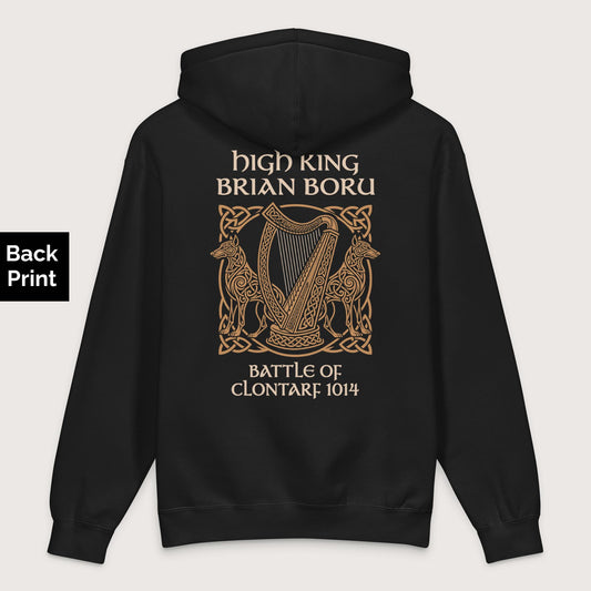 Black Brian Boru - Premium Hoodie - Back Print - history buff gift by HistoHead