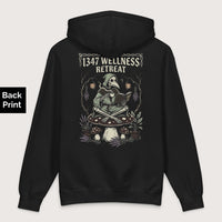 Black Plague Doctor Wellness Retreat - Premium Hoodie - Back Print - history buff gift by HistoHead