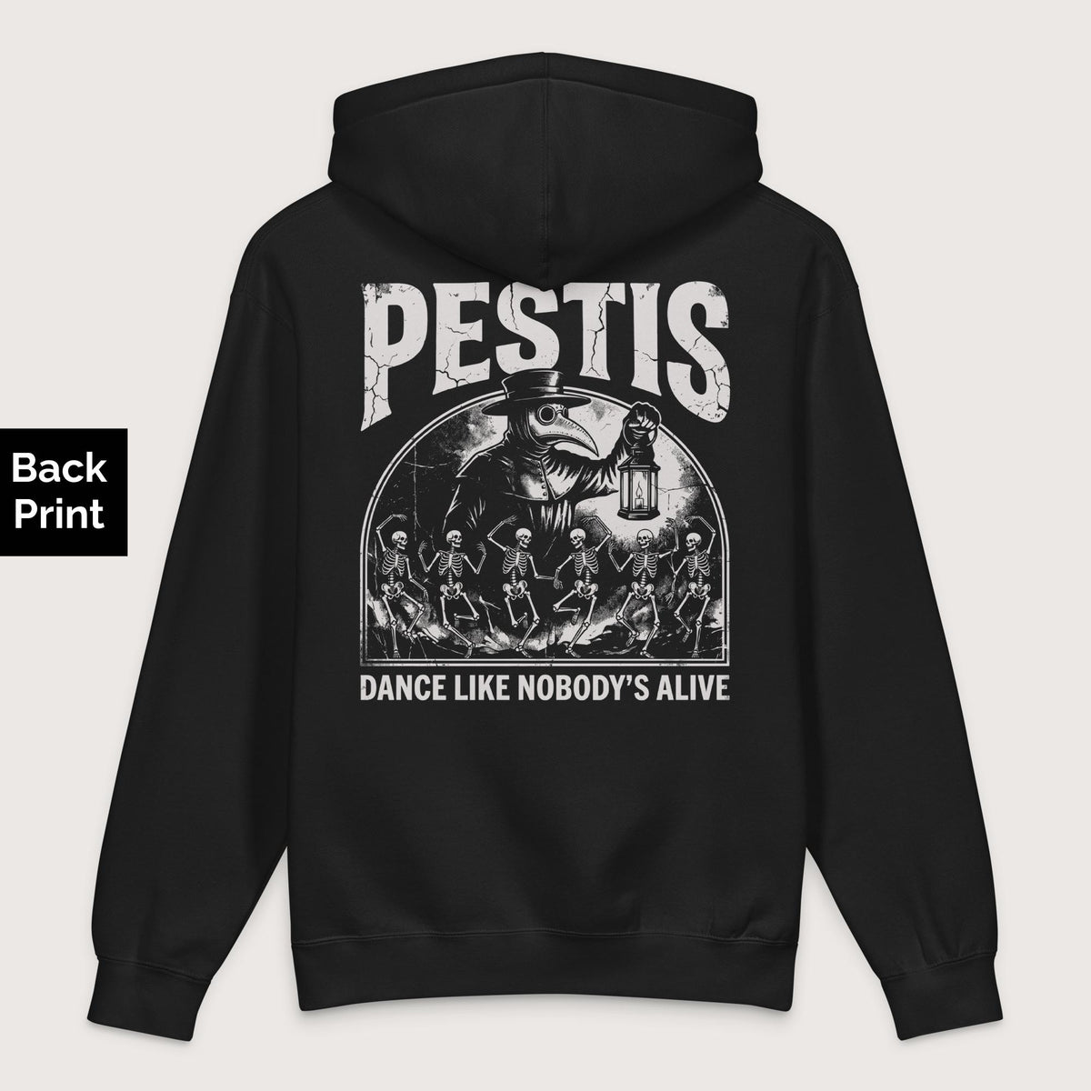 Black Pestis Dance - Premium Hoodie - Back Print - history buff gift by HistoHead