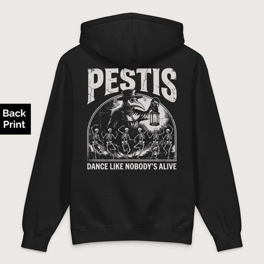 Black Pestis Dance - Premium Hoodie - Back Print - history buff gift by HistoHead
