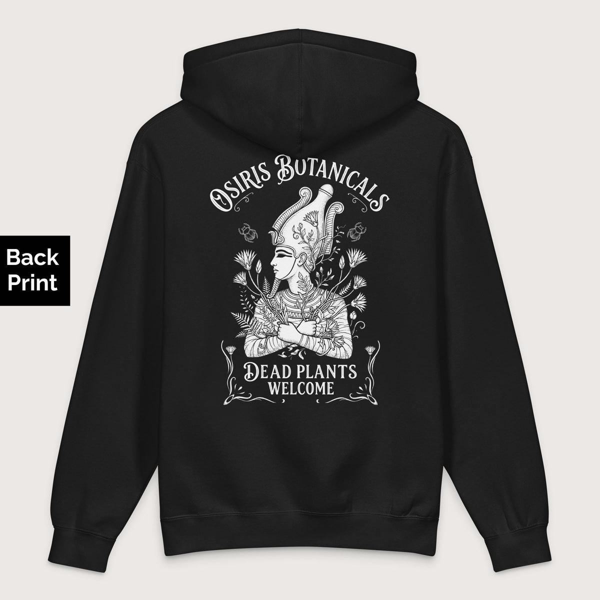 Black Osiris Botanicals - Premium Hoodie - Back Print - history buff gift by HistoHead