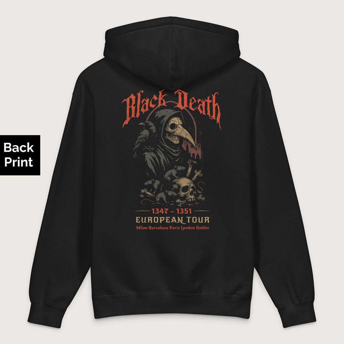 Black Black Death European Tour - Premium Hoodie - Back Print - history buff gift by HistoHead