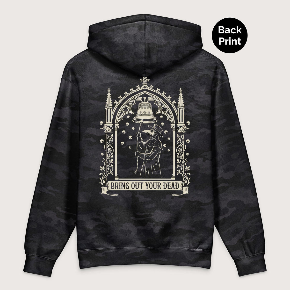 Black Camo Bring Out Your Dead - Premium Hoodie - Back Print - history buff gift by HistoHead