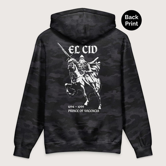 Black Camo El Cid Prince of Valencia - Premium Hoodie - Back Print - history buff gift by HistoHead