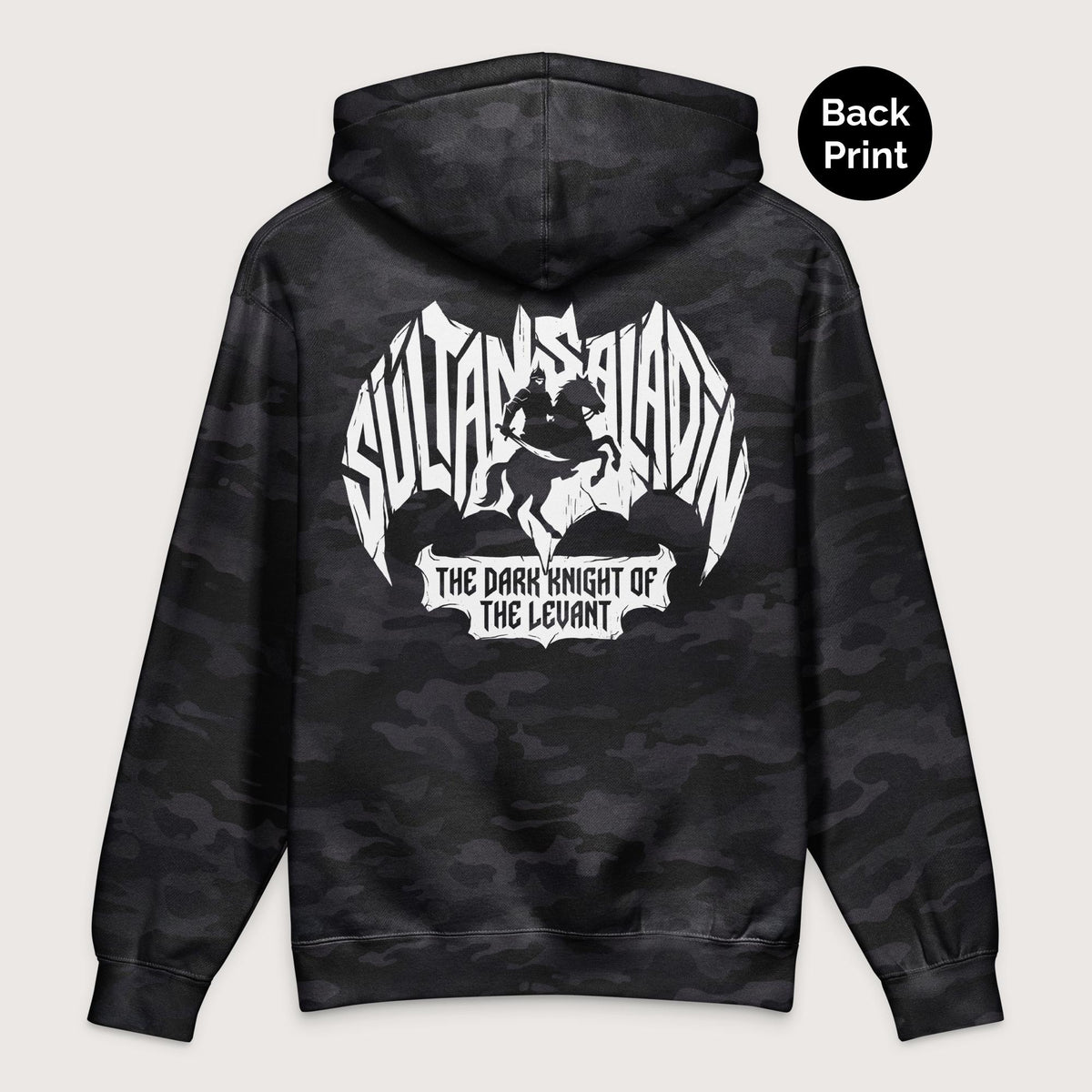 Black Camo Saladin Dark Knight - Premium Hoodie - Back Print - history buff gift by HistoHead