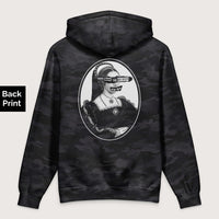 Black Camo God Save the Queen Catherine Howard - Premium Hoodie - Back Print - history buff gift by HistoHead