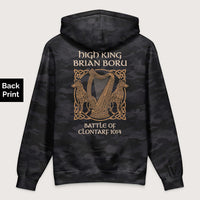 Black Camo Brian Boru - Premium Hoodie - Back Print - history buff gift by HistoHead