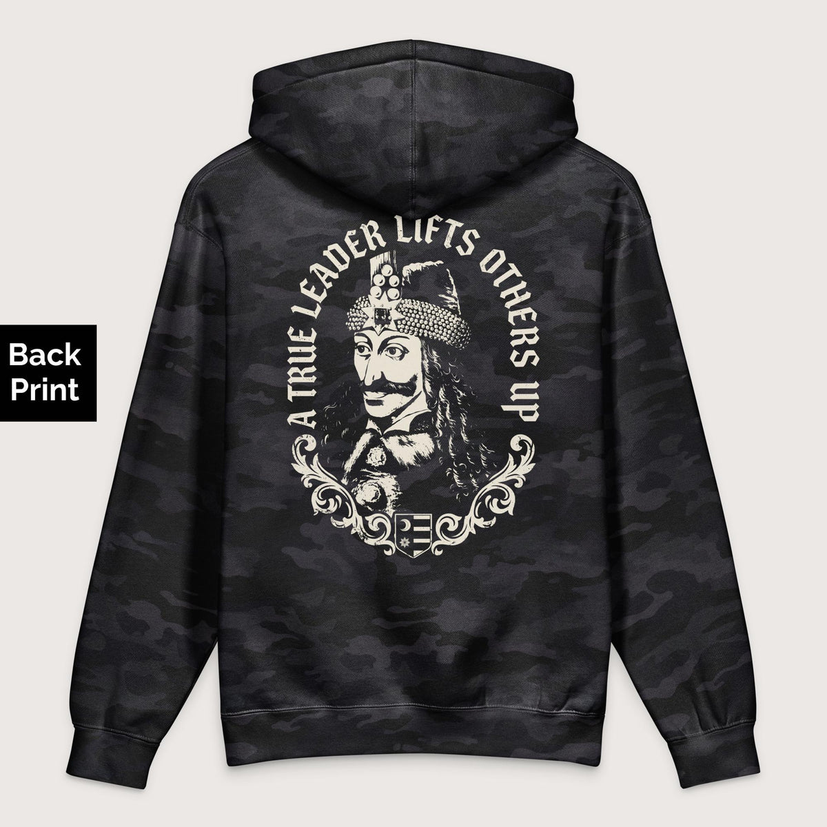 Black Camo Vlad the Impaler True Leader - Premium Hoodie - Back Print - history buff gift by HistoHead