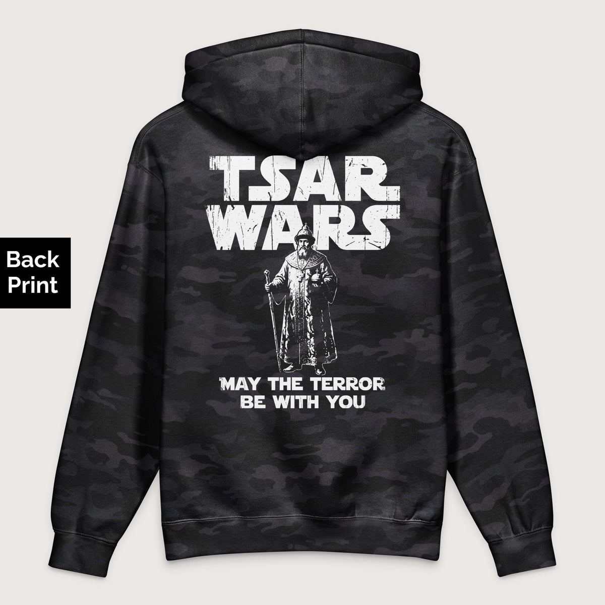 Black Camo Ivan the Terrible Tsar Wars - Premium Hoodie - Back Print - history buff gift by HistoHead