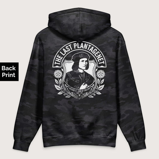 Black Camo Richard III The Last Plantagenet - Premium Hoodie - Back Print - history buff gift by HistoHead